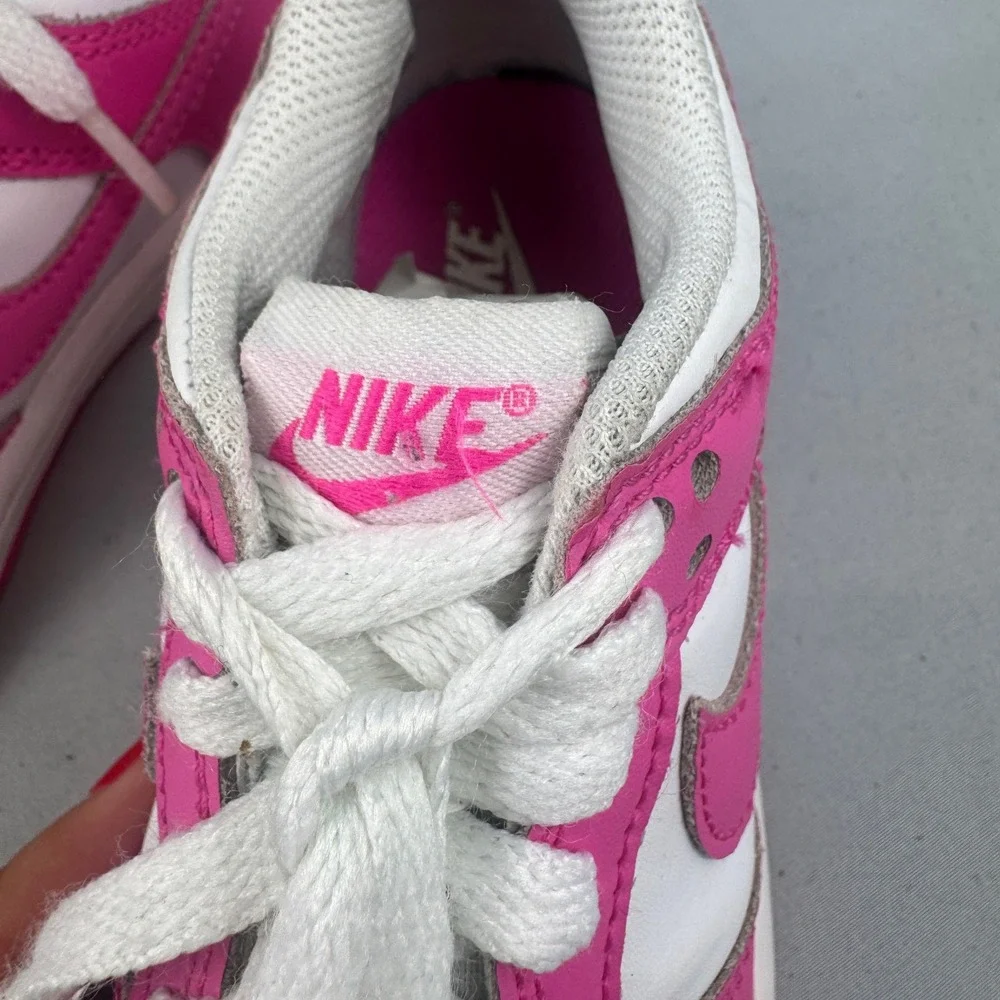 Nike Dunk Low Laser Fuchsia Kids Size 11C Pink White Shoes FB9108-102 Sneaker